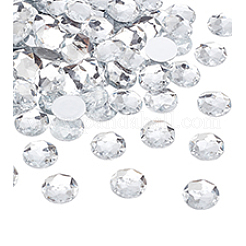 200個の樹脂カボション  多面カット  半円  透明  25x2mm  100個/袋&nbsp;FIND-PH0021-46
