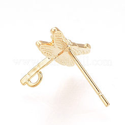 真鍮製スタッドピアスパーツ  カン付き  ニッケルフリー  18KGP本金メッキ  トンボ  12x16mm  穴：1mm  ピン：0.8mm&nbsp;KK-Q735-142G