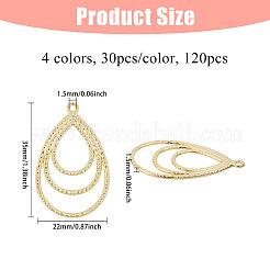 120本4色チベット風アロイペンダント  ティアドロップ  ミックスカラー  35x22x1.5mm  穴：1.5mm  30個/カラー&nbsp;FIND-CA0010-59
