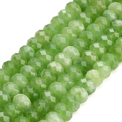 ファセットカットされた染色済みの天然白翡翠ビーズの連  ロンデル  薄緑  9.5~10x7.5~8.5mm  穴：1mm  約47~50個/連  14.76~15.16''（37.5~38.5センチメートル）&nbsp;GG-CBAE966-01B-H