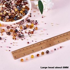 ガラスラウンドビーズ2袋セット  カラフルでひび割れたファセットラウンド  ガラスシードビーズで  diy ブレスレットジュエリーメイキング  コーヒー  1~10mm  40 G /袋&nbsp;JX547J