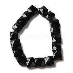 天然石ブラックトルマリンビーズ連売り  多面カット  正方形  9~10.5x10~10.5x6mm  穴：1mm  約18~20個/連  7.09~7.68インチ（18~19.5cm）&nbsp;G-C109-A10-01