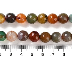 天然石瑪瑙ビーズ連売り  染め＆加熱  多面カット  ラウンド  ミックスカラー  10mm  穴：0.8mm  約37個/連  14.96''（38センチメートル）&nbsp;G-M437-B01-01E