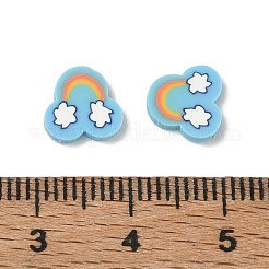 手作り樹脂クレイカボション  ディープスカイブルー  レインボー  8x8~8.5x1.2~1.4mm  約10526個/1000g&nbsp;PY-CBABB49-03G