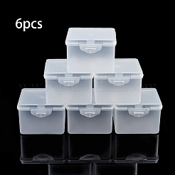 ポリプロピレン（pp）プラスチックボックス  ビーズ保存容器  ヒンジ付き蓋付き  長方形  ホワイト  9.2x10.15x7.15cm  インナーサイズ：9.5x8.4センチメートル  6個/箱&nbsp;CON-BC0006-70