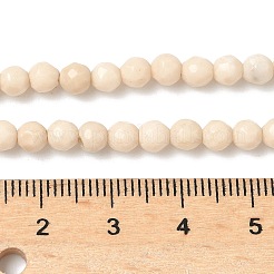 天然石フォッシルビーズ連売り  多面カット  ラウンド  4mm  穴：1mm  約85~90個/連  14.5インチ&nbsp;X-G-K209-05D-4mm