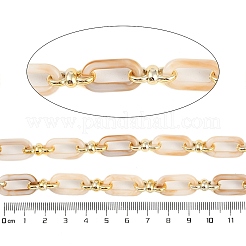 ラックメッキアクリル＆ccbプラスチックチェーン  長持ちメッキ  ビスク  20x10.6x3mm  5 m /ロール&nbsp;CHAC-H001-01J