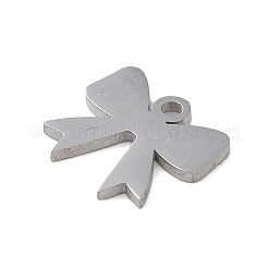 変色しない304ステンレススチールチャーム  レーザー切断  ちょう結びチャーム  ステンレス鋼色  9x9.5x1mm  穴：1.2mm&nbsp;STAS-S138-02P-01