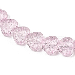 透明ガラスビーズ連売り  ハート  パールピンク  13x15x7mm  穴：1mm  約55個/連  25.98''（66センチメートル）&nbsp;GLAA-H038-01I