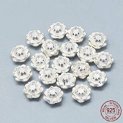 925スターリングシルバービーズ  スタンプ925個付き  蓮  銀  8.5x6mm  穴：0.8~1.2mm&nbsp;STER-T002-95S