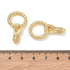 真鍮製のハンドスプリングゲートリング  ヤシ  18KGP本金メッキ  32x18x6mm  穴：1.5mm&nbsp;KK-CBA50B0-27G