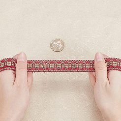 メタリックポリエステルリボン  カーテン  ガーメントアクセサリー  ブラウン  7/8インチ（21mm）  約12.58ヤード（11.5m）/カード&nbsp;OCOR-WH0065-14A