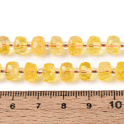 加熱された天然シトリンビーズ連売り  シードビーズで  多面カット  ロンデル  染め  7~8.5x5~7mm  穴：1mm  約44~56個/連  14.96~15.55インチ（38~39.5cm）&nbsp;G-T144-A01-12