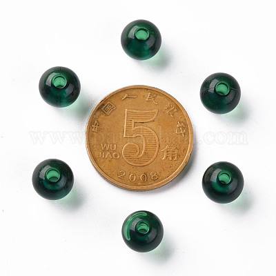 透明なアクリルビーズ  ラウンド  グリーン  8x7mm  穴：2mm  約1745個/500g&nbsp;MACR-S370-A8mm-735-1