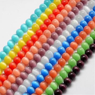 キャッツアイビーズ  ラウンド  ミックスカラー  8mm  穴：1mm  約14~14.5インチ/連  約48~50個/連&nbsp;CER8mm-M-1