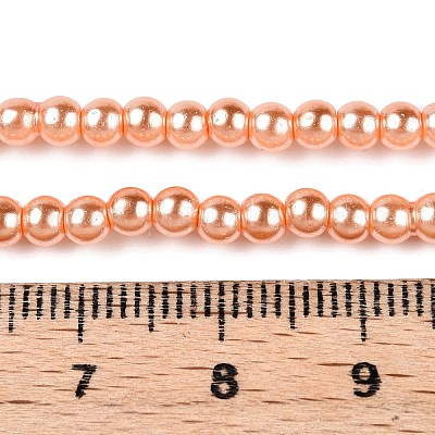 ベーキングペイント、ガラスパールビーズの連  パールカラーの  ラウンド  砂茶色  3~4mm  穴：0.5mm  約195個/連  23.6インチ&nbsp;HY-Q003-3mm-33-1
