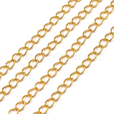 アイアン製ツイストチェーン  溶接されていない  スプールで  オーバル  ゴールドカラー  6.5x4.5x0.8mm  約164.04フィート（50m）/ロール&nbsp;CH-0.8DK-G-1