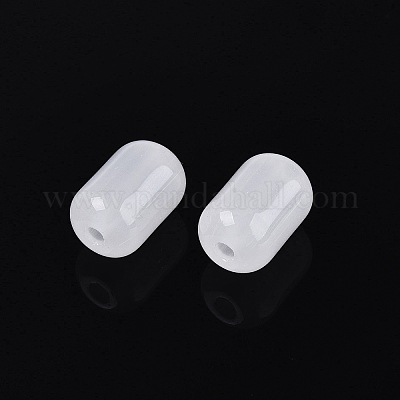不透明なガラスビーズ  バレル  ホワイトスモーク  8.5x5.5mm  穴：1.4mm  約900個/ポンド&nbsp;GLAA-ZX007-25B-1