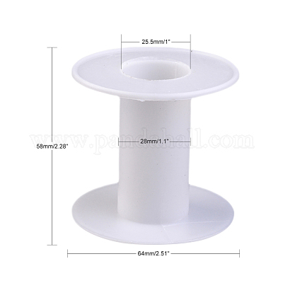 ワイヤーのためのプラスチック製の空のスプール  スレッドボビン  ホワイト  6.5x0.25x6cm&nbsp;TOOL-64D-1