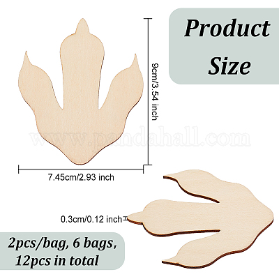 12個 恐竜の足跡 木製スライス 木材チップ 木製パレットコースター 厚3mm Olycraft 12 個木製恐竜足跡 3.5x3x0.3 インチ未完成ブランク