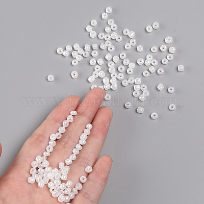 ガラスシードビーズ  セイロン  ラウンド  ホワイト  6/0  4mm  穴：1.5mm  約4500個/ポンド&nbsp;SEED-A011-4mm-141-1