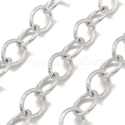 アルミアズキチェーン  テクスチャー  溶接されていない  スプールで  プラチナ  18x14x2mm  約32.81フィート（10m）/ロール&nbsp;CHA-C002-08P-1