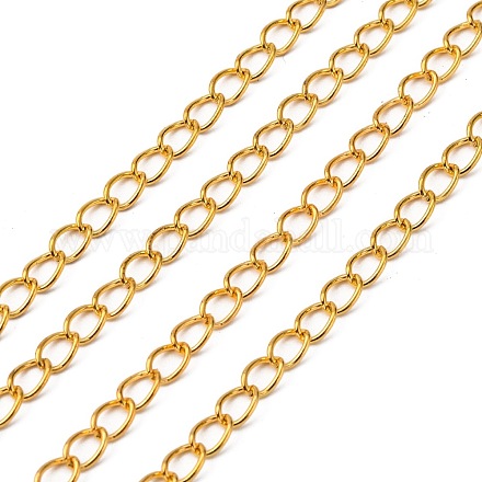 アイアン製ツイストチェーン 溶接されていない スプールで オーバル ゴールドカラー 6.5x4.5x0.8mm 約164.04フィート(50m)/ロール CH-0.8DK-G-1