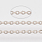 Brass Cable Chains, Textured, Soldered, Cadmium Free & Nickel Free & Lead Free, with Spool, Flat Oval, Rose Gold, 2x1.4x0.4mm, about 39.37 Feet(12m)/roll