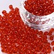 ガラスシードビーズ  トランスペアレント  ラウンド  レッド  6/0  4mm  穴：1.5mm  約4500ビーズ/ポンド&nbsp;SEED-A004-4mm-5-1