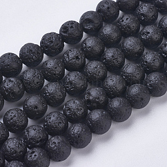 天然溶岩岩ビーズ連売り  染め  ラウンド  ブラック  8~8.5mm  穴：1mm  約47個/連  15.1インチ（38.5cm）