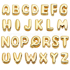 ラックメッキ真鍮チャーム  文字チャーム  カドミウムフリー＆鉛フリー  長持ちするプレート  a～zの文字  ゴールドカラー  6~8x3~7x4~5mm  穴：2~3mm
