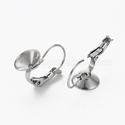 304ステンレススチールフレンチフックピアス金具  ラインストーンのセッティングで  ステンレス鋼色  18x9mm  ピン：0.8mm  8mmのラインストーンに適する&nbsp;STAS-L253-006A-P