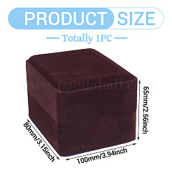 ベルベットのシングルウォッチパッケージボックス  長方形  ココナッツブラウン  10x8x6.5cm&nbsp;CON-TADJ0001-02B