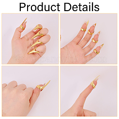 合金製女性用指ネイルリング20個  ネイルカバーリングネイルアートチャーム指飾り  ゴールドカラー  31mm  内径：14.5mm&nbsp;RJEW-GL0001-02