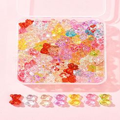 140個透明アクリルビーズ  トップドリルビーズ  クマ  ミックスカラー  18.5x15.5x11mm&nbsp;MACR-FS0001-98