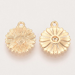真鍮製チャーム  ニッケルフリー  18KGP本金メッキ  花  ゴールドカラー  14.5x12x2mm  穴：1.5mm&nbsp;KK-Q735-384G