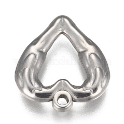 変色しない304ステンレススチールオープンペンダント  翼とハート  ステンレス鋼色  22x20.5x3.5mm  穴：1.8mm&nbsp;STAS-I105-09P-C