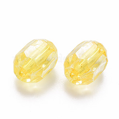 透明なアクリルビーズ  オーバル  多面カット  ゴールド  14x10x10mm  穴：2mm  約377個/500g&nbsp;TACR-S154-24A-81