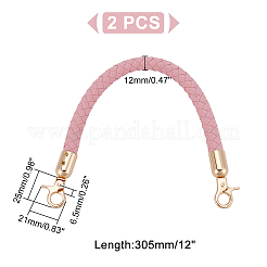 Pu レザー編組バッグ ストラップ  カニカン付き  ピンク  30.5x1.2cm  2個/箱&nbsp;FIND-PH0009-40B