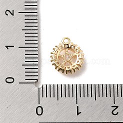 真鍮マイクロパヴェクリアキュービックジルコニアペンダント  スターとフラットラウンド  ゴールドカラー  10x9x3.5mm  穴：0.8mm&nbsp;KK-M274-04G