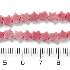 天然石ロードナイトビーズ連売り  グレードA  スター  6x6x2.5mm  穴：0.7mm  約71~73個/連  14.37''~14.96''（36.5~38センチメートル）&nbsp;G-G085-B47-02