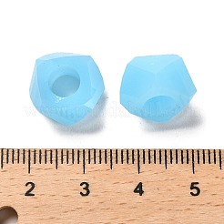 レジンヨーロピアンビーズ  大穴ビーズ  多面カット  ポリゴン  ライトスカイブルー  13~13.5x8mm  穴：5.7mm&nbsp;RESI-B020-02B