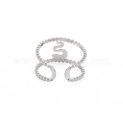 変色しない 304 ステンレススチール スネーク ワイドオープン カフ リング 女性用  ステンレス鋼色  usサイズ7 1/4(17.5mm)&nbsp;RJEW-S405-239P