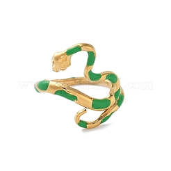 女性用304ステンレススチールオープンカフエナメルリング  ヘビ  18KGP本金メッキ  20.5mm  内径：17mm&nbsp;RJEW-M020-04G-02