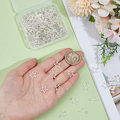 200 個のチベットスタイル合金チャーム  鉛フリー及びカドミウムフリー  スター  銀  14.5x12x1mm  穴：2mm&nbsp;FIND-ME0001-71S