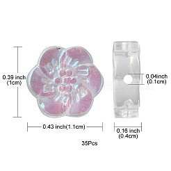 35個の透明スプレー塗装ガラスビーズ  梅の花  クリアAB  10x11x4mm  穴：1mm&nbsp;GLAA-YW0001-73A