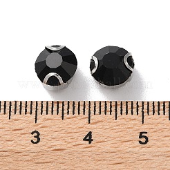 ラインストーンを丸く縫い付ける  マルチ連リンク  ガラスラインストーン  ステンレススチールの爪留め  衣料品アクセサリー  多面カット  ブラック  8.5x6.5mm  穴：1mm&nbsp;RGLA-L028-10F-01