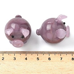 豚の家の装飾  手作りランプワーク表示の装飾  ロージーブラウン  30.5x23x25.5~26mm&nbsp;LAMP-D301-17A