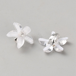 プラスチック製ドレッドヘアビーズ32個  合金パーツ  花  ホワイト  11~18x10~19x8.5~11mm&nbsp;OHAR-WH0001-22