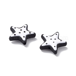 オペーク樹脂ビーズ  水玉模様の星  ホワイト  18.5x19.5x5.2mm  穴：1.6mm&nbsp;LS-RESI-K020-01B